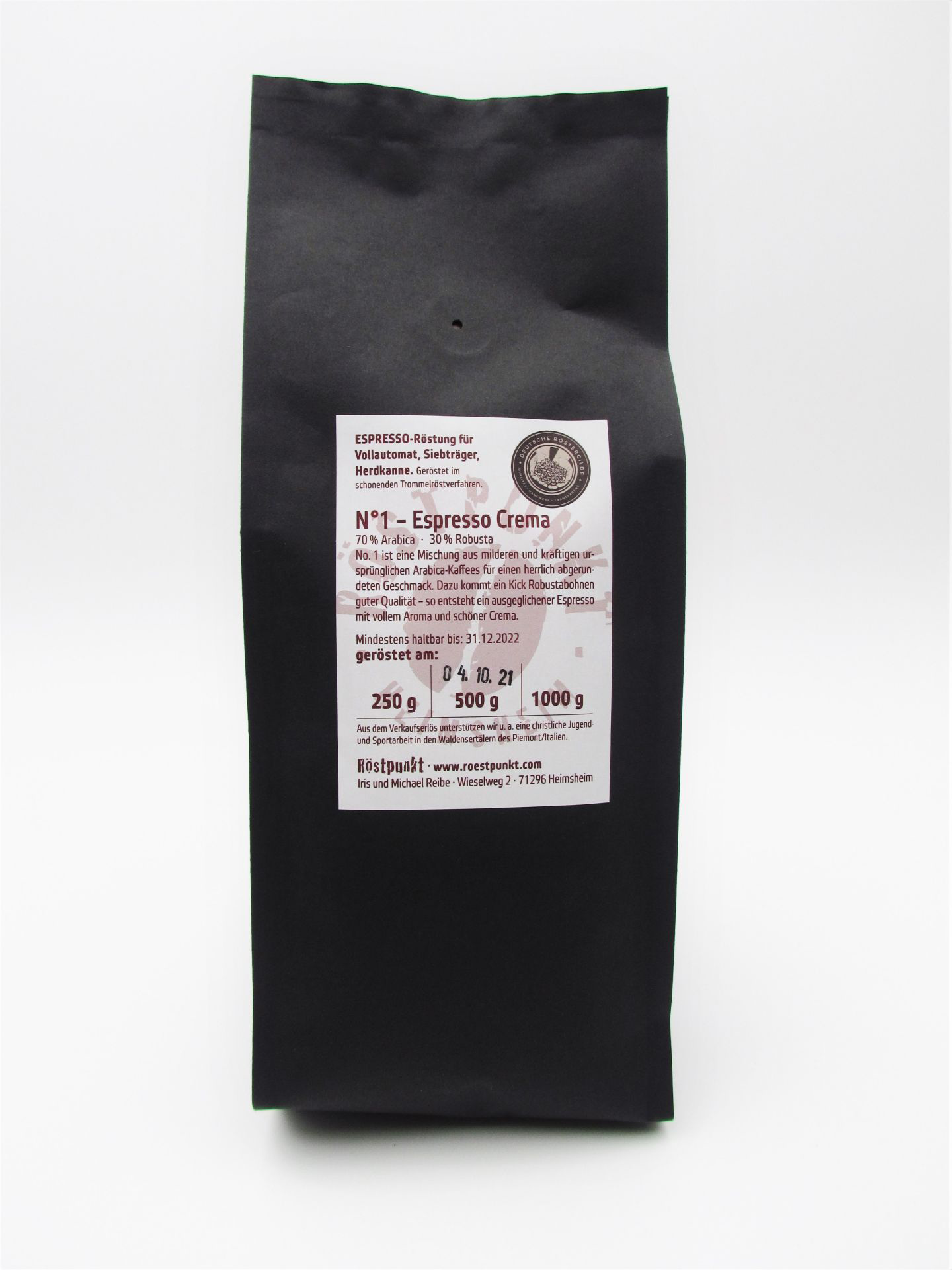 Röstpunkt Heimsheim - N. 1 - 500 g - Rückseite Röstpunkt Heimsheim - N. 1 - 500 g - Rückseite