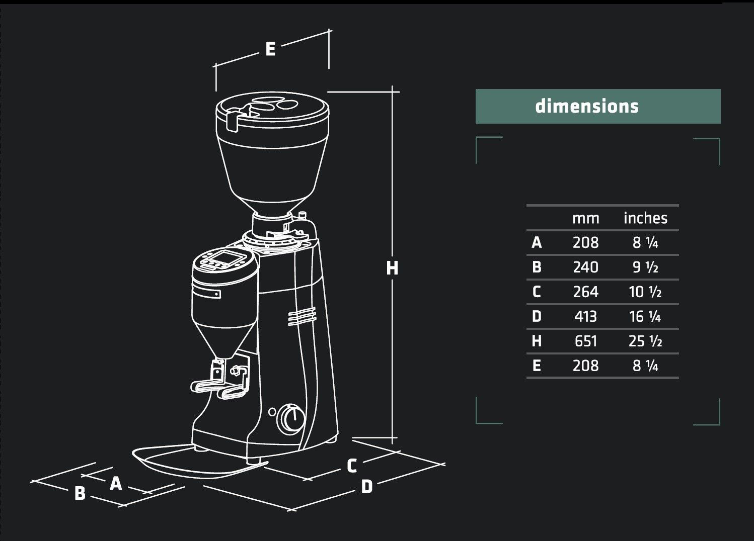 Mazzer Kony S Electronic - Maße