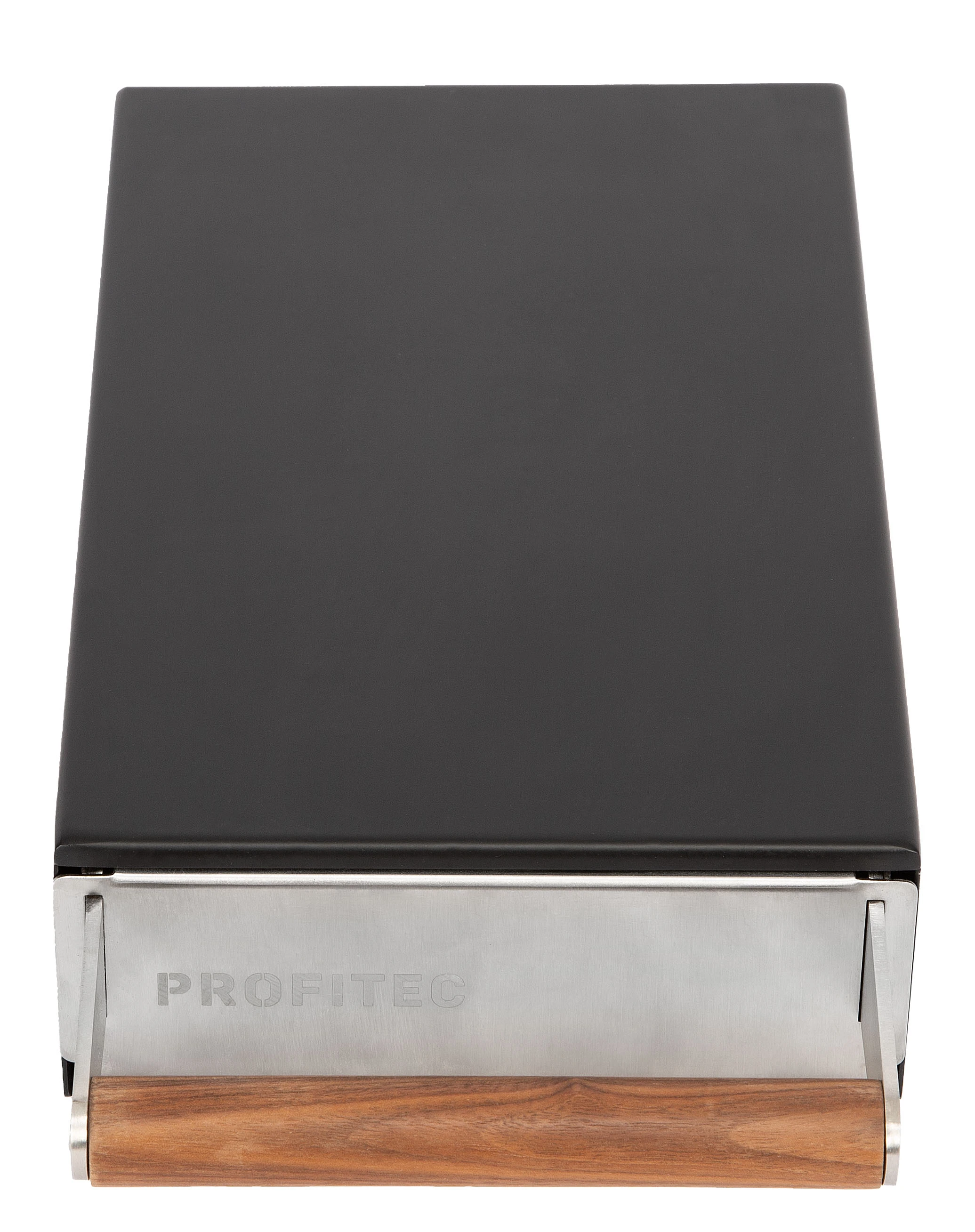 Profitec Sudschublade Schwarz mit Holzgriff von vorne geschlossen Profitec Sudschublade Schwarz mit Holzgriff von vorne geschlossen
